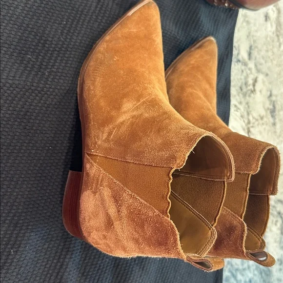 Marc Fisher Tan Suede Ankle Booties - Picture 3 of 6